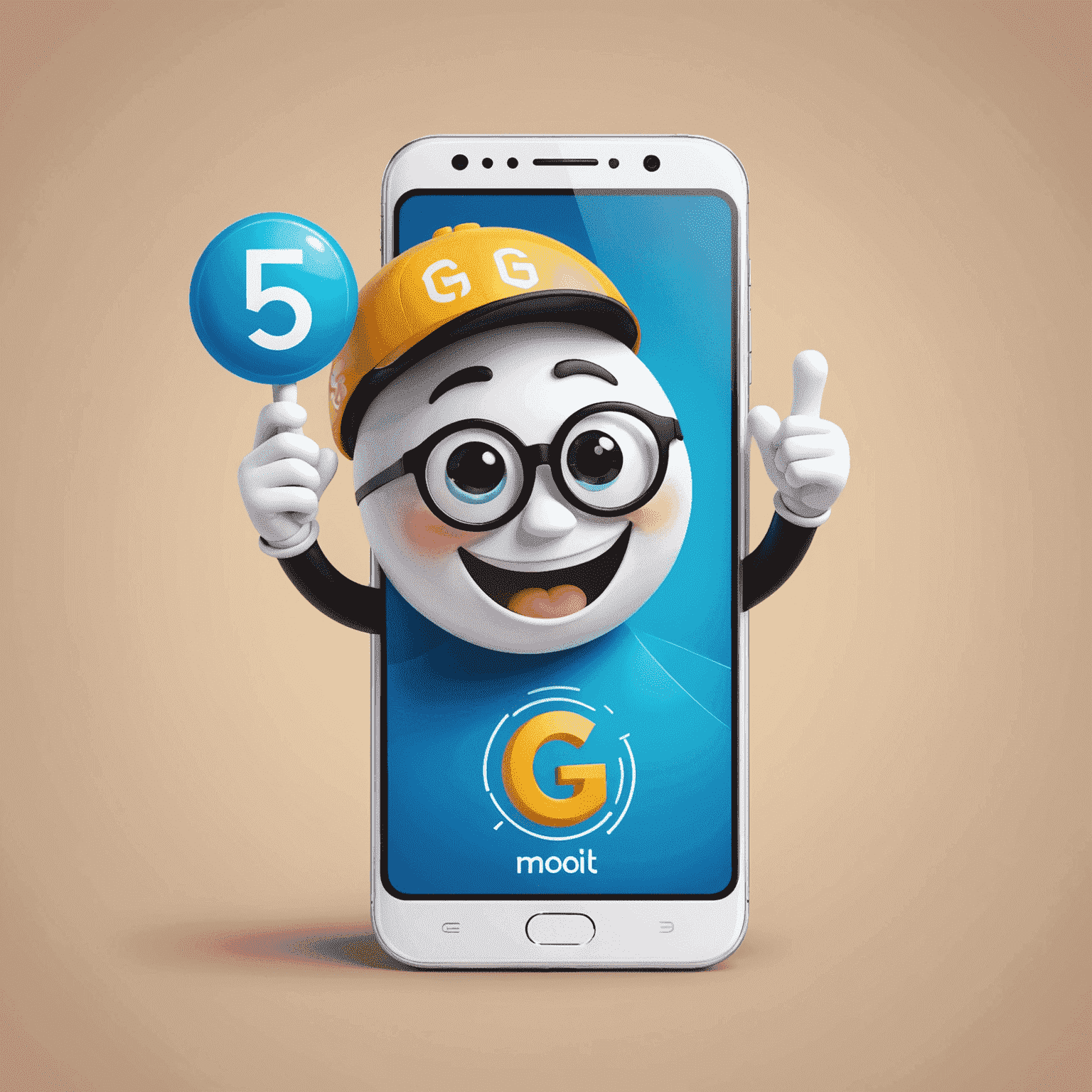 Top Up Mobile & Internet logo featuring a cheerful smartphone character with 5G symbols